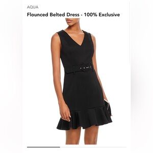 Aqua Flounce Belted Dress